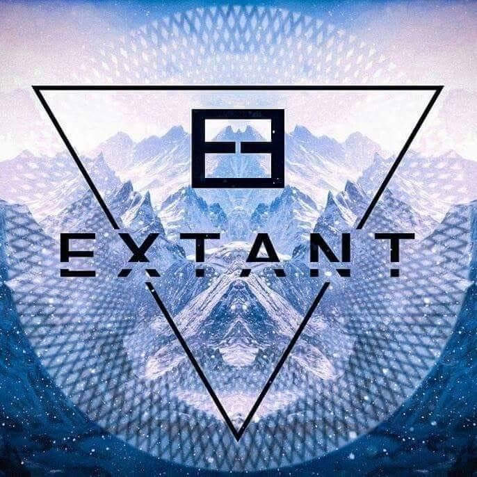 Early EXTANT logo — inverted triangle mark over an icy mountain graphic